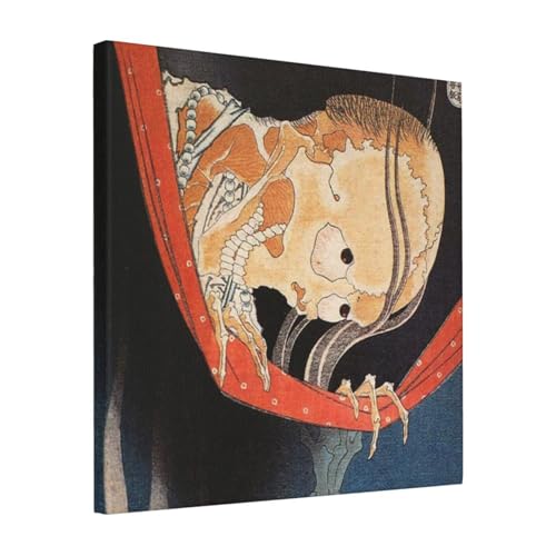 絵画 フレーム装飾画 葛飾北斎 百物語 小はた小平二 キャンバスアート アートパネル 壁画 壁掛け 絵 モダンアート 版画 壁飾り 世界の名画 ポスター 40x40cm