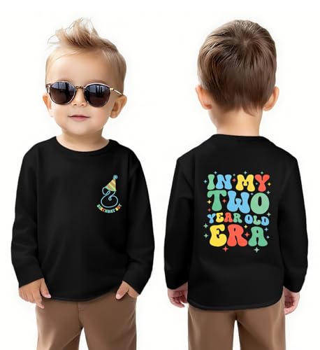 2nd Birthday Shirt Toddler Boy Two Year Old Birthday Outfit Long Sleeve Cotton T Shirt Clothes
