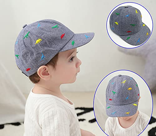 Sun Hat For Baby Boy And Baby Girl,Boys Girls Caps, Baby Baseball Caps Cotton Infant Toddler Kids Hat (2-4 Years, Gray Blue Dinosaur) #TOP6