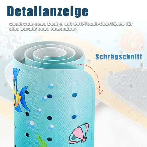 Duschmatte rutschfest, 53 x 53 cm Antirutschmatte Dusche, Duscheinlage mit Ablauflöchern und Saugnäpfen, Duscheinlage Maschinenwaschbar, für Dusche oder Badewanne (Delfin Motiv)