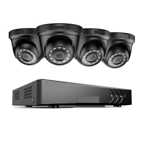de seguridad de vídeo HD de 8 canales, 2MP, DVR de 5MP H.265 + con 4X 8X, cámaras de vigilancia domo resistentes a la intemperie IR inteligentes, kits de CCTV Para exteriores(None,4PCS Cameras)