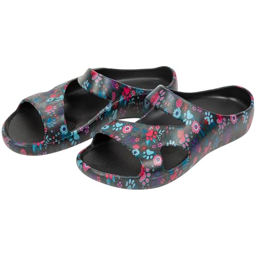 Image of GreaterGood Positively Inspired Womens Slide Sandals Lightweight Cushioned Slip On Comfortable Shower Shoes Quick Dry Durable, Beach, Pool, Travel, Walking Casual Slides Footwear