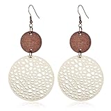 Ymapinc Bohemian Dangle Earrings for Women, Fashion Vintage Elegant Boho Earring Hippie Jewelry Fun Gift for Thanksgiving (Beige, PU Leather & Imitation Wood)