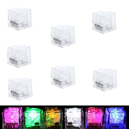 LED Ice Cube,Leuchtende Eiswürfel mit LED Licht,7 PCS Leuchtende Eiswürfel,LED Ice Cubes for Drinks,Colourful Luminous LED Ice Cubes,für Bar,Party,Hochzeit