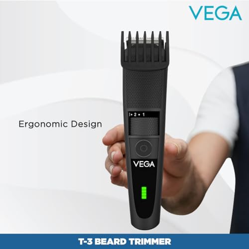 Image of VEGA T-3 TRIMMER for men, USB charging, quick charge, 90 minutes run time, cordless, travel lock - 20 length settings starting 0.4mm + VEGA Blooming Air 1000 Hair Dryer (VHDH-05), Color may Vary
