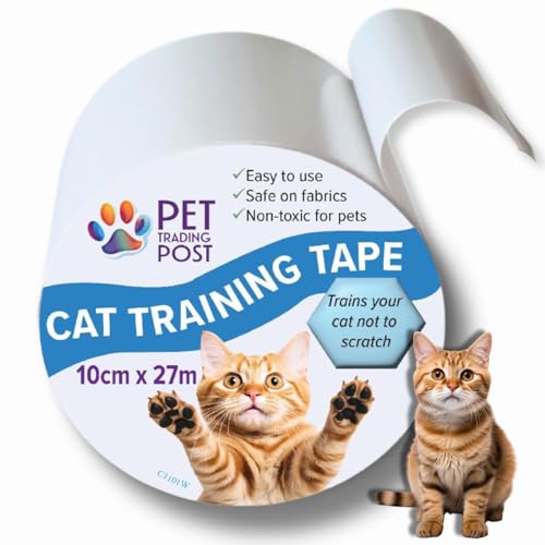 Extra Long Cat Scratch Tape and Sofa Protector to Stop Cats Scratching Furniture and Carpets - 10cm Wide (4") x 27m Long (90ft) Roll