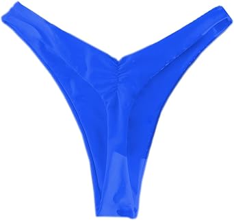 YELAIVP Womens Ruched Back Bikini Bottoms High Cut Bathing Suit Bottoms Cheeky Thong Swimsuit Bottom
