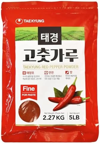 Taekyung Chili Powder For Paste (Fine, 5LB) - Korean Gochugaru. Red Pepper Spice Seasoning for Asian Food. MSG Free.