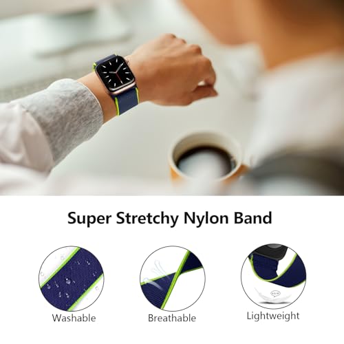 Image of 4 Pack Stretchy Solo Loop Compatible with Apple Watch Bands 38mm 40mm 41mm 42mm 44mm 45mm 46mm 49mm Women Men, Sport Nylon Elastic Straps Wristbands for iWatch Series 11 10 9 8 7 6 5 4 11 Ultra /SE 3 2