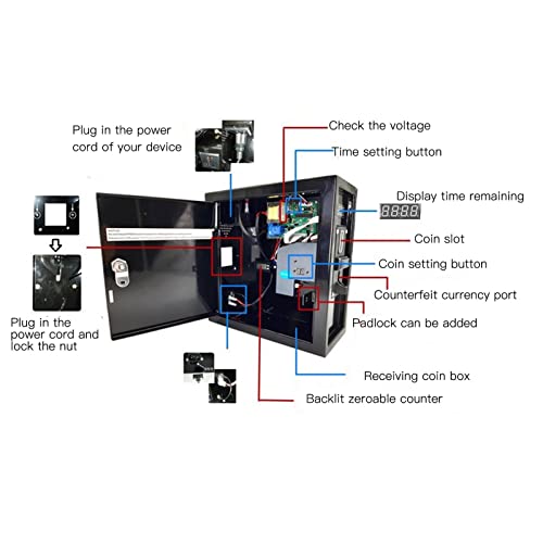 Boîte d'alimentation de Contrôle de Minuterie à Pièces, Accepteur de Pièces de Boîte de Minuterie Programmable pour Machine D'arcade, Machine à Laver, Chaise de Massage