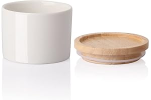 Sweejar 5 Fl Oz Stackable White Ceramic Food Storage Jar with Airtight...