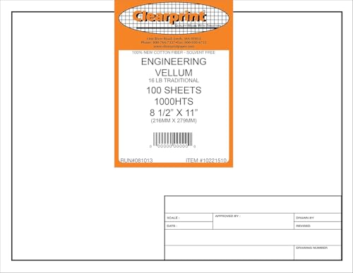 Papel vitela Clearprint 1000hts 11x17 de 100 hojas con bloque título liso