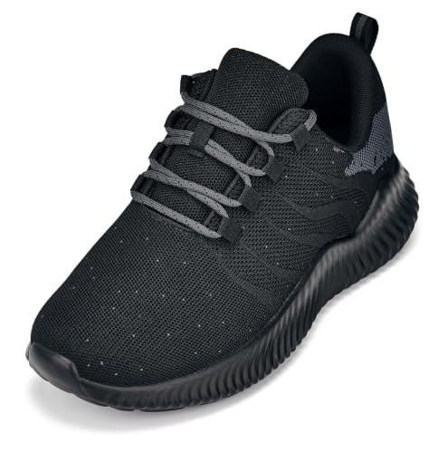 Image of CALTO Men's Invisible Height Increasing Elevator Shoes - Black /Grey Ultra Lightweight Sporty Sneakers - 2.8 Inches Taller - Q216 - Size 6 D(M) US