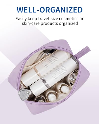 Image of Narwey Cute Makeup Bag Small Toiletry Bag Travel Cosmetic Bag Organizer Make Up Bags with Organized Pockets for Women (Purple, Large)