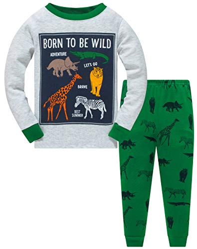 Boys Pajamas Animal 100% Cotton Pjs Toddler 2 Piece Long Sleeve Sleepwear Kids Clothes Set Outfits Zoo Shirt 6t