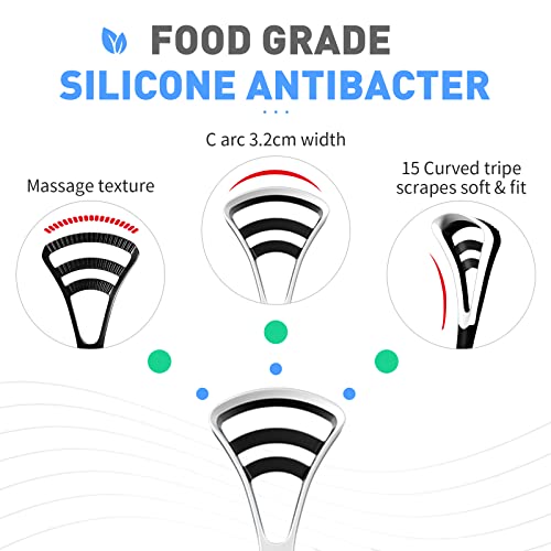 Y-Kelin Raspador de lengua, paquete de 3 limpiadores de lengua para higiene bucal y aliento fresco, fácil de usar y limpiar