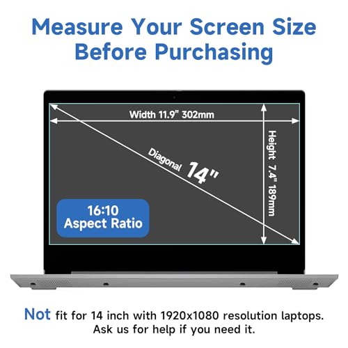 2 Pcs 14 Inch (1920x1200P) Laptop Blue Light Screen Protector, Reduce Eye Strain Anti Glare Blue Light Blocking Screen Protector for 14’’ with 16:10 Resolution HP/Dell/Acer/Asus/Samsung/Lenovo by ANTOGOO V - Used condition - Image 7