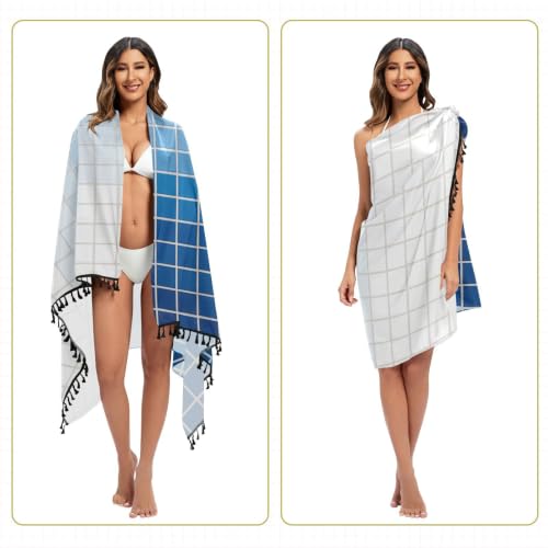 Pareo para traje de baño con degradado azul a blanco informal 5