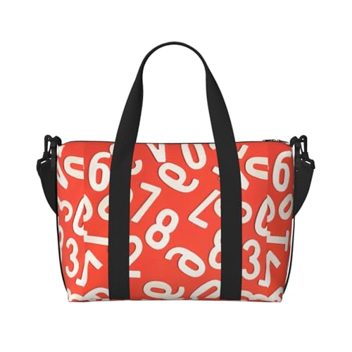 Numbers Arts Print Tote Crossbody Travel Bag with Zip Casual Handbag for Weekend Trips and Gym Shopping, Black, One Size, Travel Tote