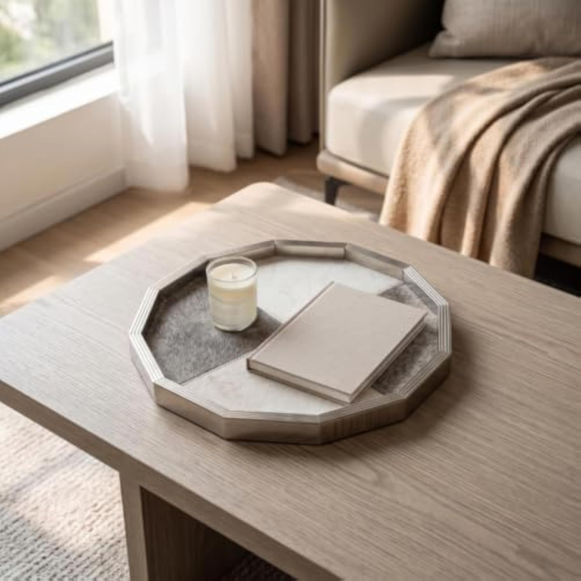 Geometric Octagonal Tray, Patchwork Surface