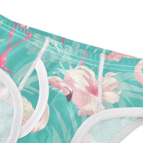 KLL Pink Flamingo Pattern on Green Background Baby Boys Soft Underwear Breathable Children Panties4