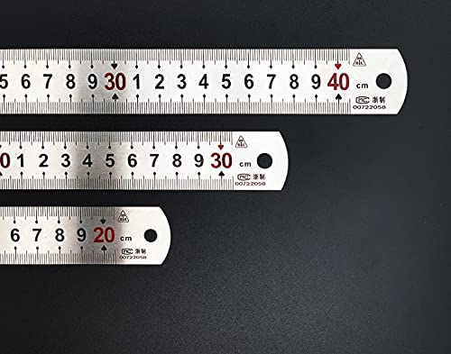 Set of 3 Stainless Steel Ruler 20 cm, 30 cm, 40 cm