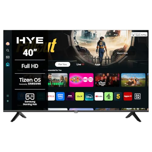 HYE TV - Smart TV 40 Screen Size Full HD Resolution Apple AirPlay Samsung Tizen OS & Gaming Hub Versatile Connectivity Perfect For Streaming Black Gaming & Entertainment - 40FHDS1008