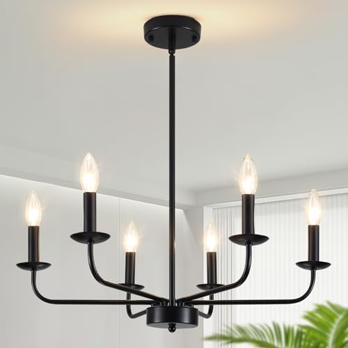 Lista de Candil Top 10. 49 Candelabro de Techo Moderno JZQWCK - Candil de Techo Colgante con 6 Luces para Sala o Comedor - Lámpara de Techo Negra para Decoración - Chandelier de Alta Calidad - Candelabros...