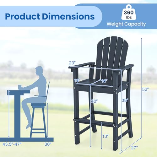 Tangkula-Outdoor-Tall-Adirondack-Chair-30-Inches-Seat-Height-HDPE-Bar-Height-Patio-Chair-with-High-Backrest-Armrests-and-Footrest-Outdoor-Bar-Stool-for-Balcony-Deck-Garden-Poolside-2-Navy Tangkula Outdoor Tall Adirondack Chair 30 Inches Seat Height HDPE Bar Height Patio Chair with High Backrest Armrests and Footrest Outdoor Bar Stool for Balcony Deck Garden Poolside 2 Navy