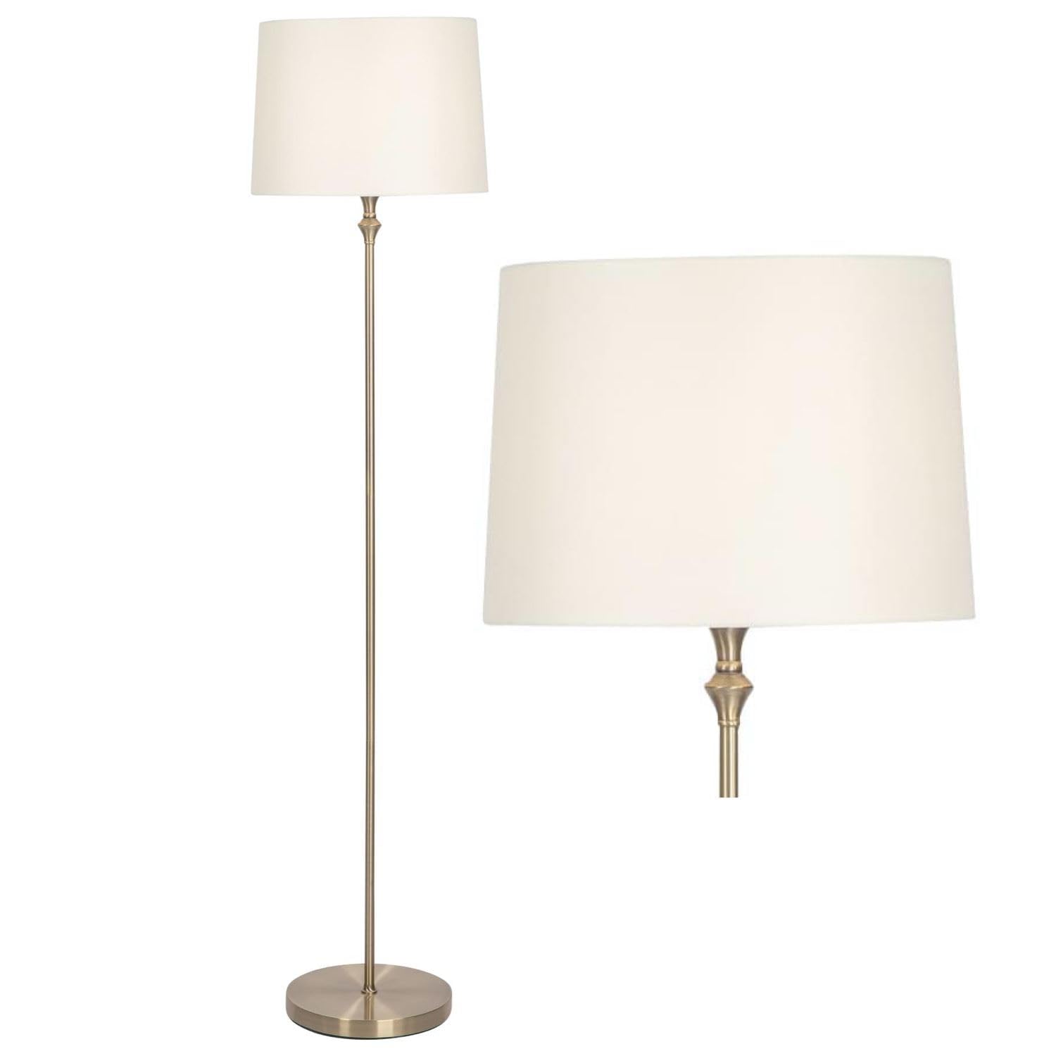 First Choice Lighting Antique Brass Floor Lamp With Cream Shade from B&Q