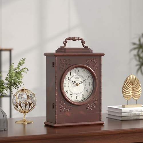 Vintage Mantel Clock with Hidden Safe, Antique Brown Style - Image 5