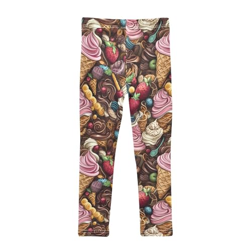 Chocolate Ice Cream Dessert Design Girls Leggings Soft Stretch Workout Yoga Dance Pants for Kids Casual Tights2