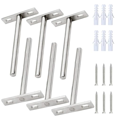 Tkxjry 6 Stück Regalhalter Unsichtbar Regalträger, 12.8cm Unsichtbar Regalträger, Schwebende Regalhalterungen, Tablarträger Regal Halterung verstellbar, mit Schrauben, für Wand Montage Kabinett