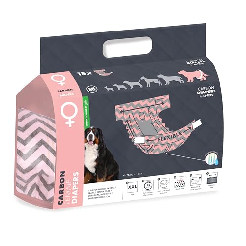M-PETS 女の子用カーボンオムツ ペット用オムツ 女の子 長時間 メス しつけ マナーパンツ マナーベルト マーキング防止 シニア 介護用 ズレない 超消臭 吸水力 12時間吸収 超小型犬 小型犬 中型犬 大型犬 (XXL)