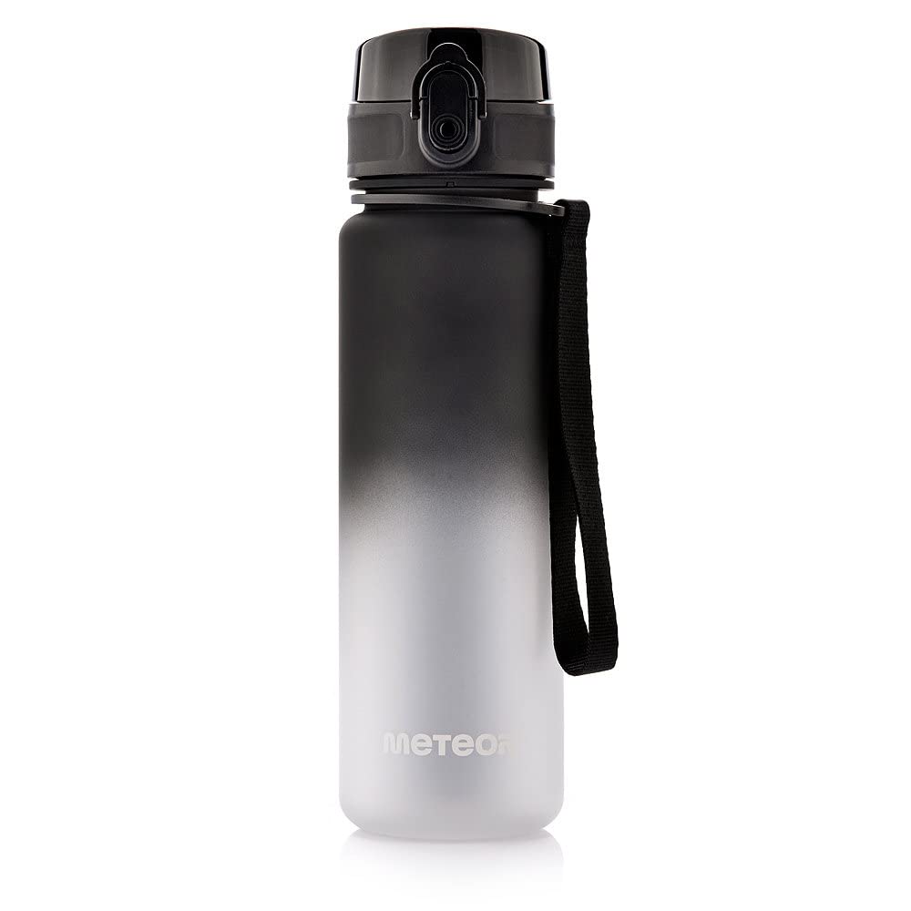 meteor Water bottle 500 ml – Secure flip lid with lock for daily hydration – Durable and practical sports water bottle for training and travel – Sport water bottle Black/White — image 1