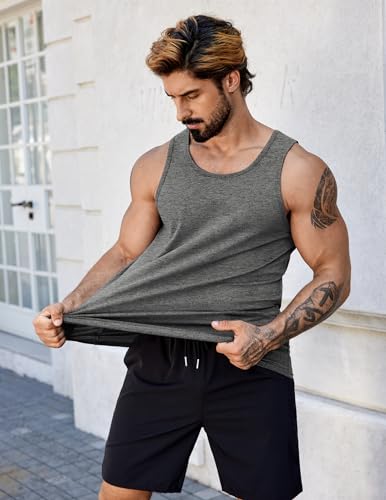 COOFANDY Mens Cotton Tank Tops Summer Beach Sleeveless Muscle Shirts Gym Workout Running Tank Shirt Pack4