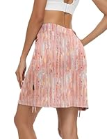 Soneven Rock mit Hose Drunter Tennisrock Hosenrock Damen Knielang Kurz Wanderrock Damen mit Innenhose Mini Rock mit Taschen und Verstellbare Kordelzug Rosa Druck XS