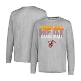 NBA Miami Heat Men's T-Shirt Supreme Long Sleeve Pullover Tee Shirt, Large, Gray