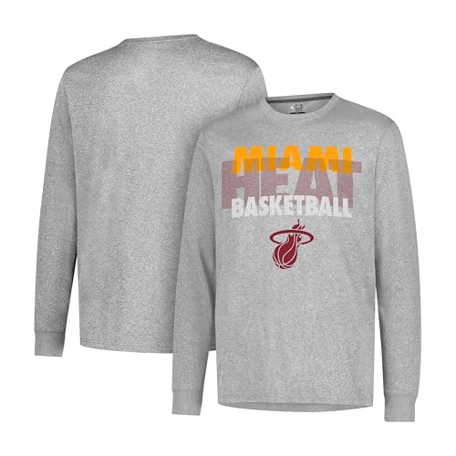 Ultra Game NBA Official Men’s Super Soft Supreme Long Sleeve T-Shirt - Unisex, Miami Heat, Heather Gray, Large