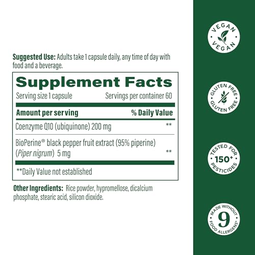 MegaFood High Absorption CoQ10 200mg Per Serving - with BioPerine Black Pepper Extract - Antioxidant Support for Cellular Energy & Healthy Aging - 60 Heart Health Supplements Capsules, 60 Servings - Image 3