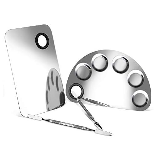 Paletas de Maquillaje Profesional de Acero Inoxidable Paleta de Mezcla de Cosméticos con Herramienta de Espátula para Sombra de Ojos, Lápices Labiales, Arte de Uñas 2 Piezas (Plata)