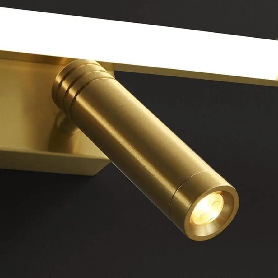 Image of Glowave Classic Metal Golden 3 LED Light with Adjustabe Head Mirror /Vanity /Bathroom /Picture Light - Tricolour (Warm White, White, Natural White) (268 /GD)