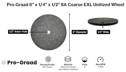 Image of EXL Unitized Wheel, Aluminum Oxide, 6 inch Diameter x 1 /4 inch Wide x 1 /2 inch Arbor, 8A Coarse | 13777 | (Pack of 1)