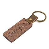 MUUJJEE I Love You Engraved Wood Keychain - Birthday or Anniversary Wood Gift for Husband Wife Boyfriend Girlfriend