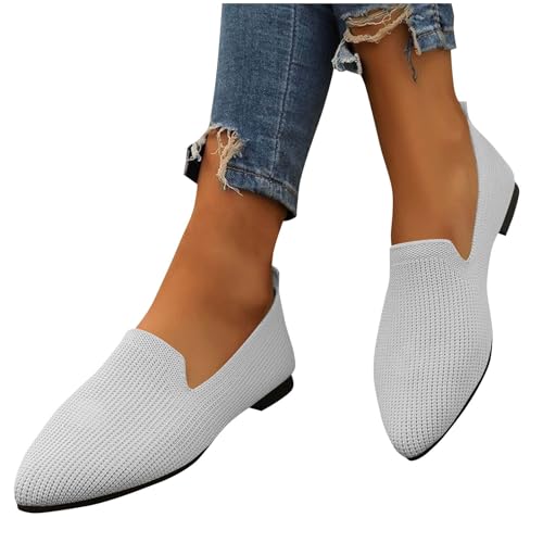 Knitted Eyelet Flats Shoes for Women Pointed Toe Soft Sole Lightweight Shoes Low Wedge Breathable Slip On Flats4