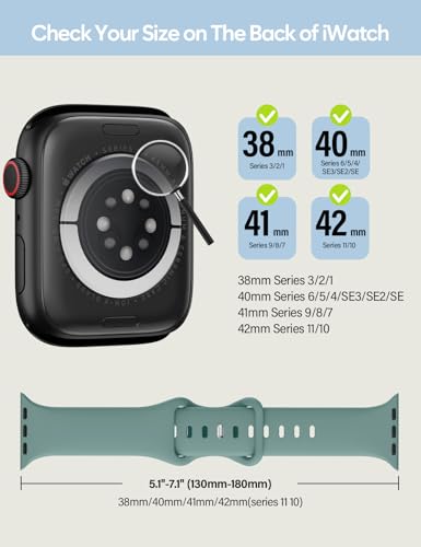Image of Sport Silicone Band Compatible with Apple Watch Bands 40mm 38mm 41mm 44mm 45mm 42mm 49mm Women Men,Soft Wristband Waterproof Replacement Sport Strap for iWatch Bands Series 9 8 7 6 5 4 3 2 1 SE Ultra