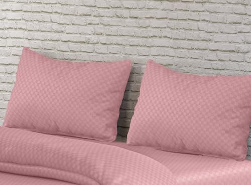 Image of Trance Home Linen 300TC 100% Cotton Jacquard Checks Pillow Covers | Set of 2 Pillow Cases |Standard Size (20 x 30 inch, Dusty Rose)