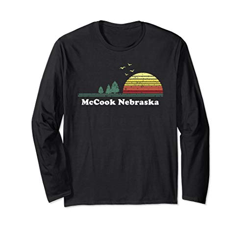 Vintage McCook, Nebraska Sunset Souvenir Print Long Sleeve T-Shirt