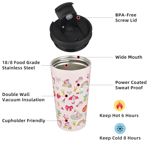 Image of BJPKPK 18 oz Coffee Tumbler with Straw, Insulated Stainless Steel Cup