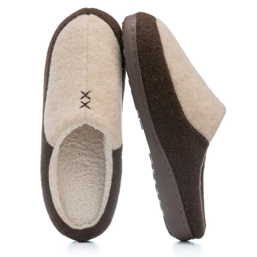 Image of GOEWY Mens Two-Tone House Slippers with Memory Foam Cozy Warm Slip On House Shoes for Indoor Outdoor Gifts for Men Him Dad